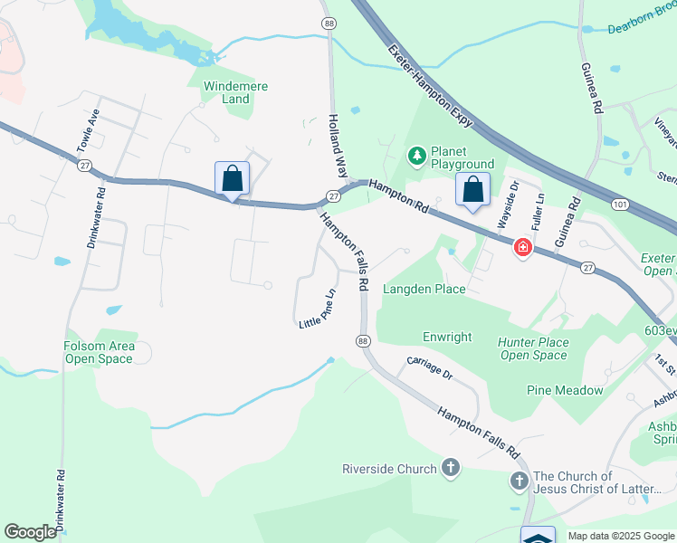 map of restaurants, bars, coffee shops, grocery stores, and more near 4 Little Pine Lane in Exeter