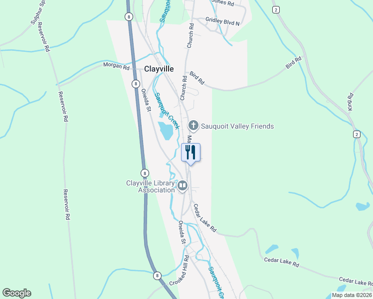 map of restaurants, bars, coffee shops, grocery stores, and more near 2325 Main St in Clayville