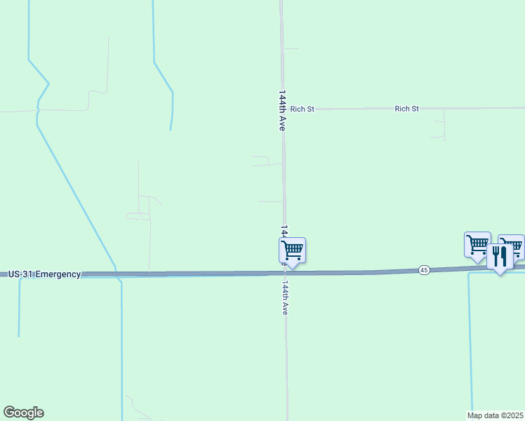 map of restaurants, bars, coffee shops, grocery stores, and more near 11363 144th Avenue in West Olive