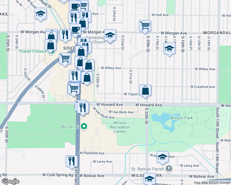 map of restaurants, bars, coffee shops, grocery stores, and more near 2230 West Tripoli Avenue in Milwaukee