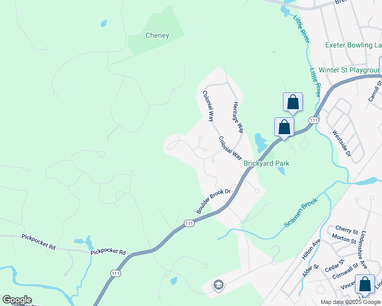 map of restaurants, bars, coffee shops, grocery stores, and more near 17 Liberty Lane in Exeter