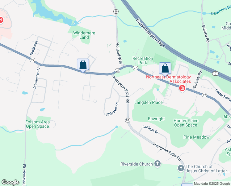 map of restaurants, bars, coffee shops, grocery stores, and more near 4 Little Pine Lane in Exeter