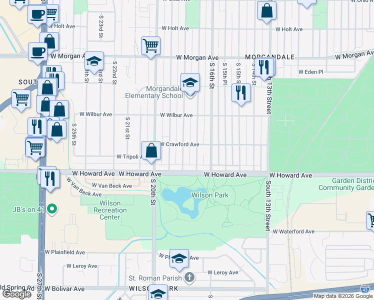 map of restaurants, bars, coffee shops, grocery stores, and more near 3830 South 18th Street in Milwaukee