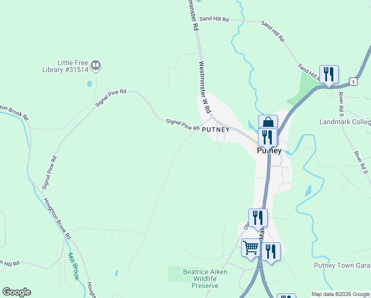 map of restaurants, bars, coffee shops, grocery stores, and more near 25-33 Fred Houghton Rd in Putney