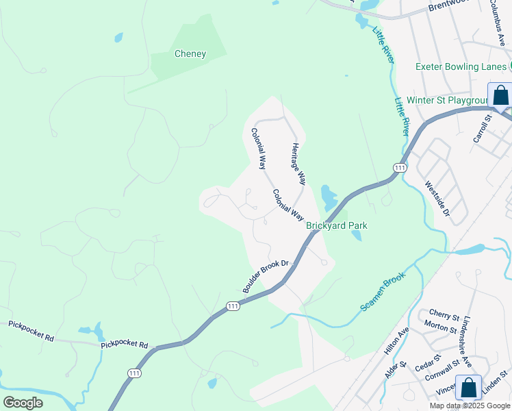 map of restaurants, bars, coffee shops, grocery stores, and more near 15 Coach Road in Exeter