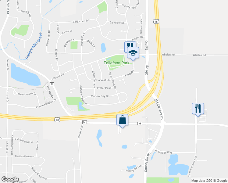 map of restaurants, bars, coffee shops, grocery stores, and more near 742 Gatsby Glen Drive in Verona