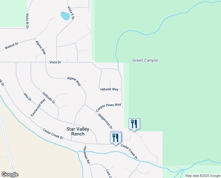 map of restaurants, bars, coffee shops, grocery stores, and more near 65 Hillside Circle in Star Valley Ranch