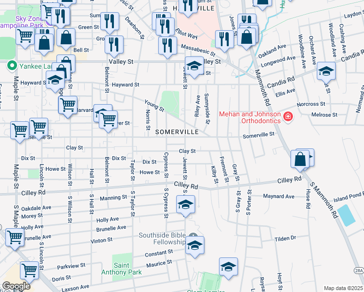 map of restaurants, bars, coffee shops, grocery stores, and more near 15 Springview Avenue in Manchester