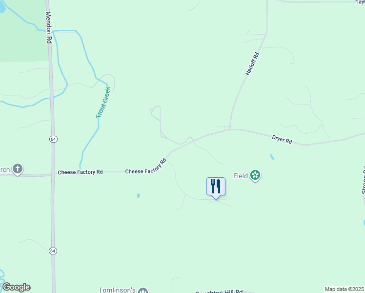 map of restaurants, bars, coffee shops, grocery stores, and more near 1108 Cheese Factory Road in Honeoye Falls