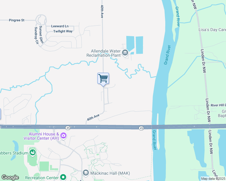 map of restaurants, bars, coffee shops, grocery stores, and more near 3957 Ravines Drive in Allendale Charter Township