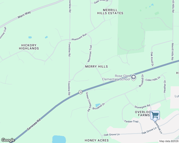 map of restaurants, bars, coffee shops, grocery stores, and more near S37W27760 Sun Valley Trail in Waukesha