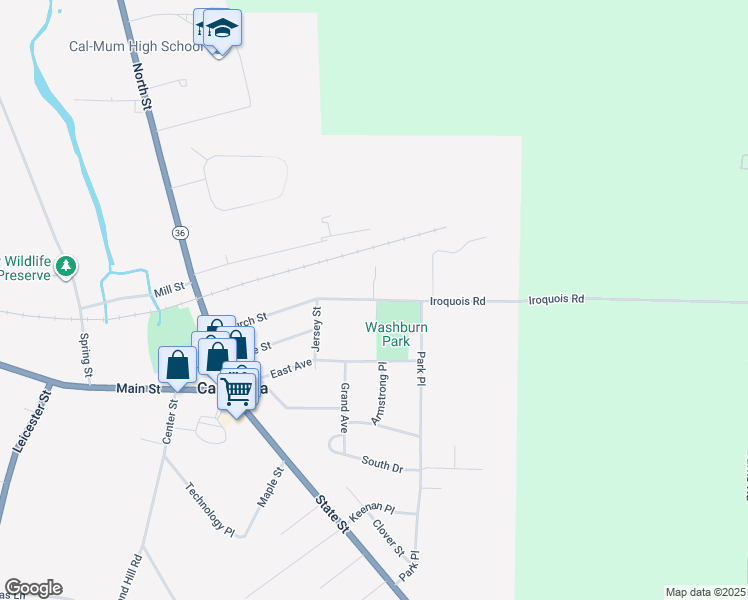 map of restaurants, bars, coffee shops, grocery stores, and more near Iroquois Road & Hardwood Avenue in Caledonia
