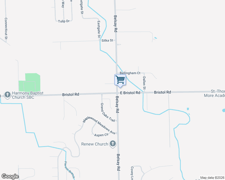 map of restaurants, bars, coffee shops, grocery stores, and more near 3484 Belsay Road in Burton