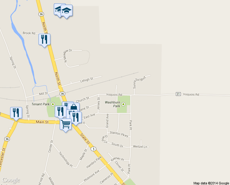 map of restaurants, bars, coffee shops, grocery stores, and more near 3259 Iroquois Road in Caledonia