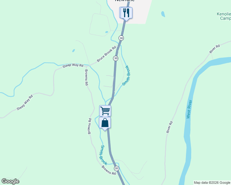 map of restaurants, bars, coffee shops, grocery stores, and more near 458 Vermont 30 in Newfane