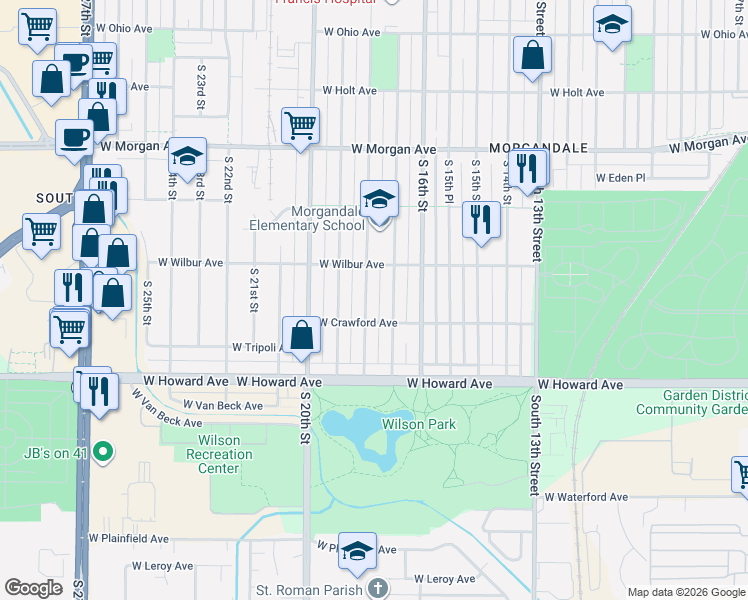 map of restaurants, bars, coffee shops, grocery stores, and more near 3744 South 18th Street in Milwaukee