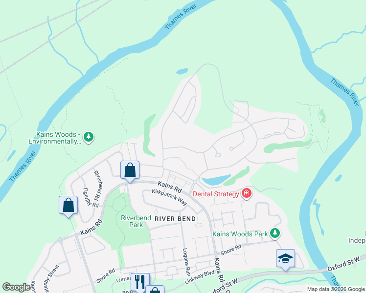 map of restaurants, bars, coffee shops, grocery stores, and more near 2308 Jack Nash Drive in London