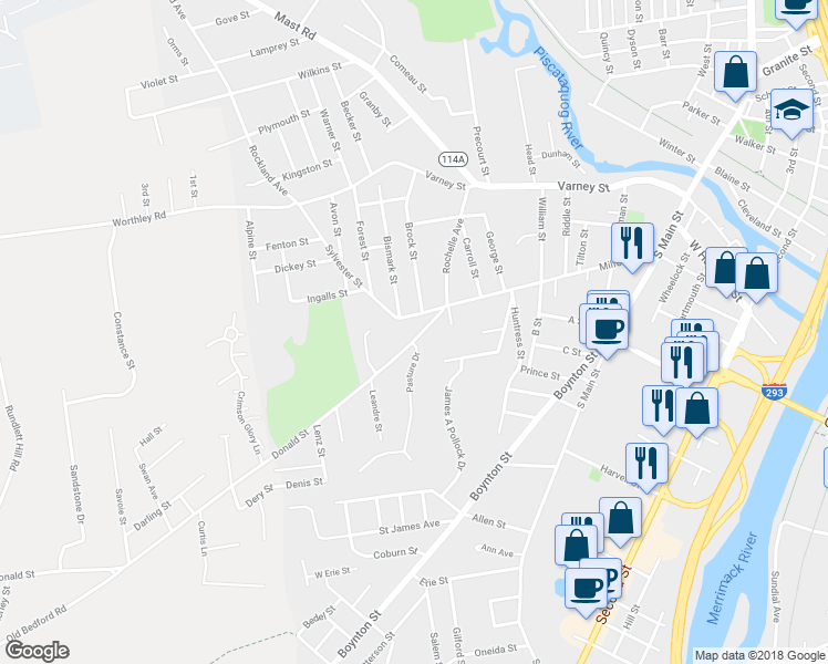 map of restaurants, bars, coffee shops, grocery stores, and more near 67 Donald Street in Manchester