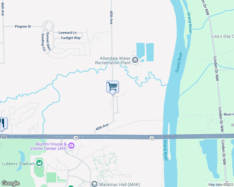 map of restaurants, bars, coffee shops, grocery stores, and more near 3957 Ravines Drive in Allendale Charter Township