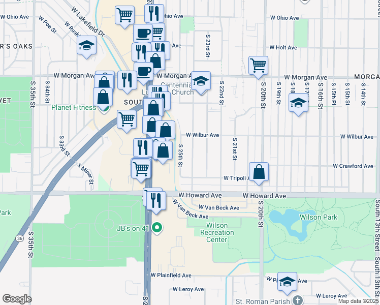map of restaurants, bars, coffee shops, grocery stores, and more near 3749 South 24th Street in Milwaukee