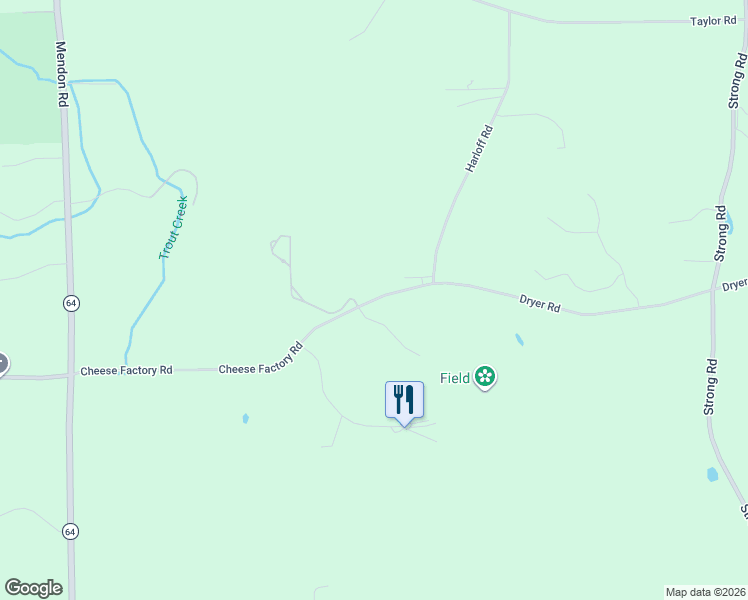 map of restaurants, bars, coffee shops, grocery stores, and more near 1127 Cheese Factory Road in Honeoye Falls
