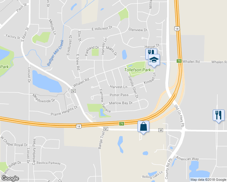 map of restaurants, bars, coffee shops, grocery stores, and more near 724 Ethan Terrace in Verona