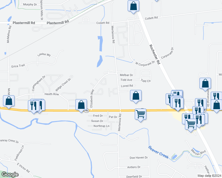 map of restaurants, bars, coffee shops, grocery stores, and more near 1207 Lyman Way in Farmington
