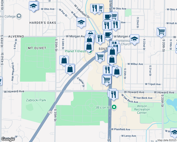 map of restaurants, bars, coffee shops, grocery stores, and more near 3051 West Fardale Avenue in Milwaukee