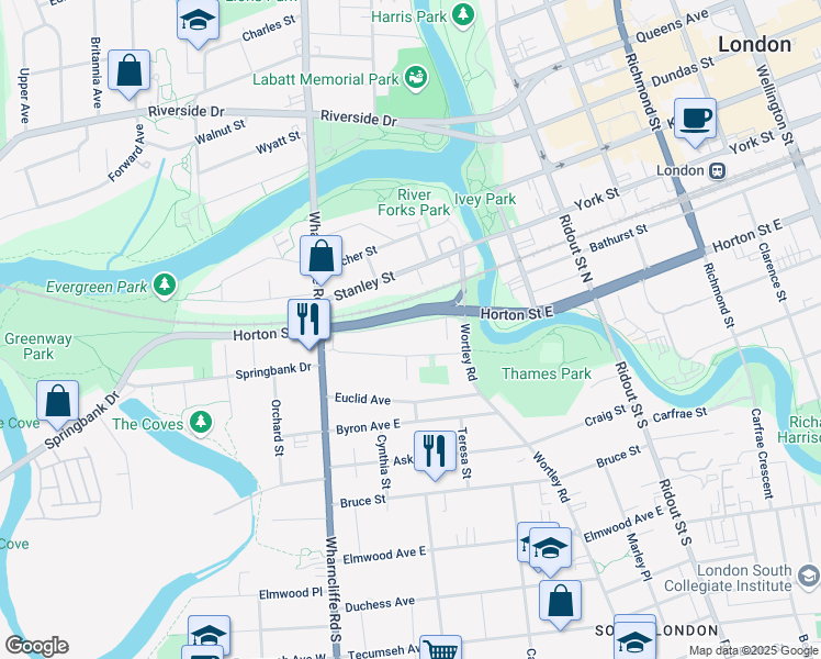 map of restaurants, bars, coffee shops, grocery stores, and more near 33 Beaconsfield Avenue in London