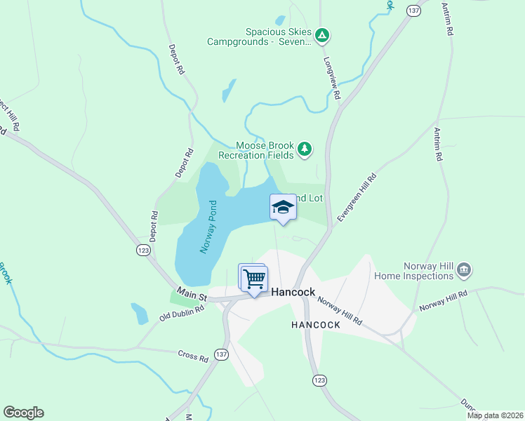 map of restaurants, bars, coffee shops, grocery stores, and more near in Hancock