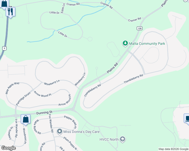 map of restaurants, bars, coffee shops, grocery stores, and more near 1 Rosebay Road in Ballston Spa