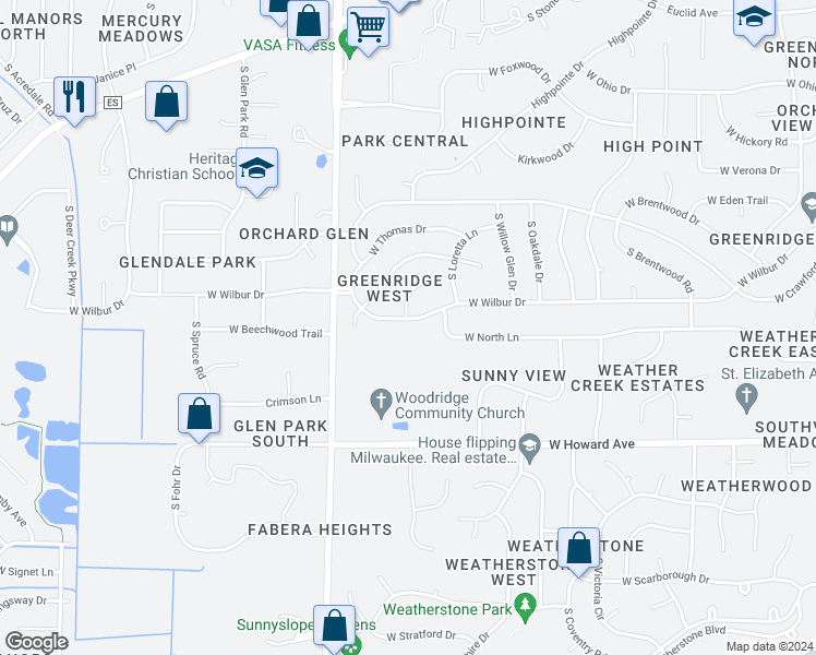 map of restaurants, bars, coffee shops, grocery stores, and more near 13765 West Wilbur Drive in New Berlin