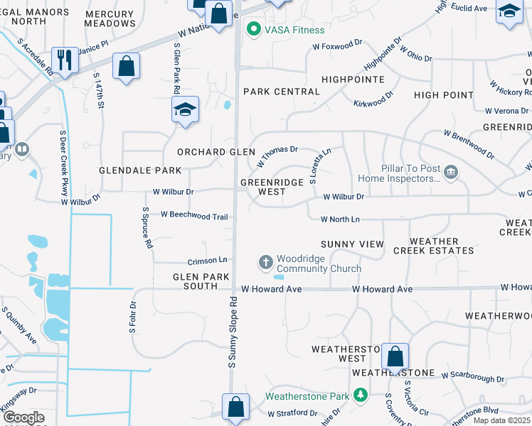map of restaurants, bars, coffee shops, grocery stores, and more near 13795 West Wilbur Drive in New Berlin