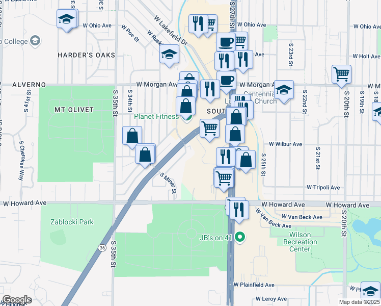 map of restaurants, bars, coffee shops, grocery stores, and more near 3051 West Fardale Avenue in Milwaukee