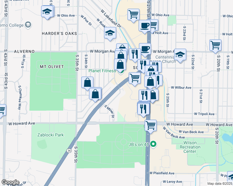 map of restaurants, bars, coffee shops, grocery stores, and more near 3051 West Fardale Avenue in Milwaukee