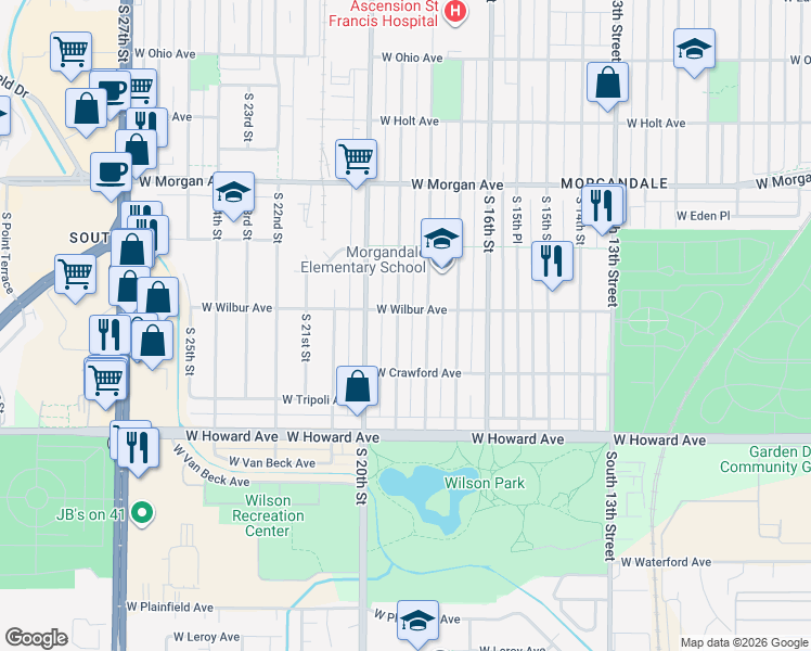 map of restaurants, bars, coffee shops, grocery stores, and more near 3744 South 19th Street in Milwaukee