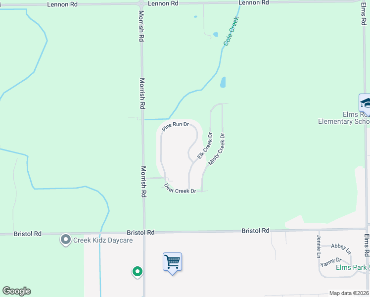 map of restaurants, bars, coffee shops, grocery stores, and more near 3364 Pine Run Drive in Swartz Creek