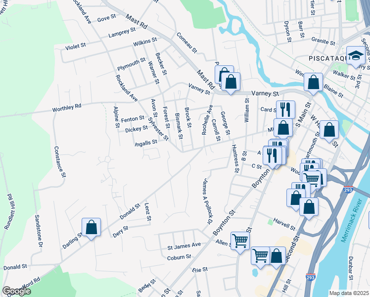 map of restaurants, bars, coffee shops, grocery stores, and more near 67 Donald Street in Manchester