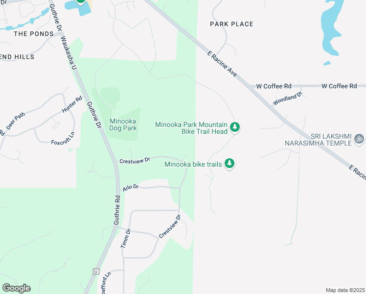 map of restaurants, bars, coffee shops, grocery stores, and more near S37W22109 Crestview Drive in Waukesha