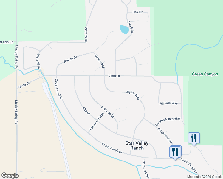 map of restaurants, bars, coffee shops, grocery stores, and more near 266-758 Alpine Way in Star Valley Ranch