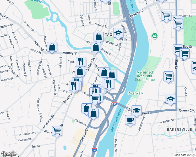 map of restaurants, bars, coffee shops, grocery stores, and more near 84 Goffe Street in Manchester