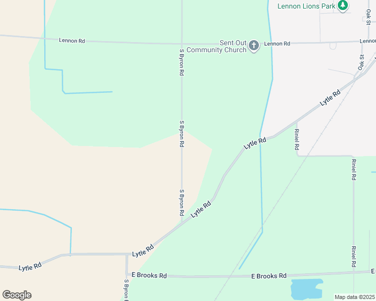 map of restaurants, bars, coffee shops, grocery stores, and more near 1625 South Byron Road in Lennon