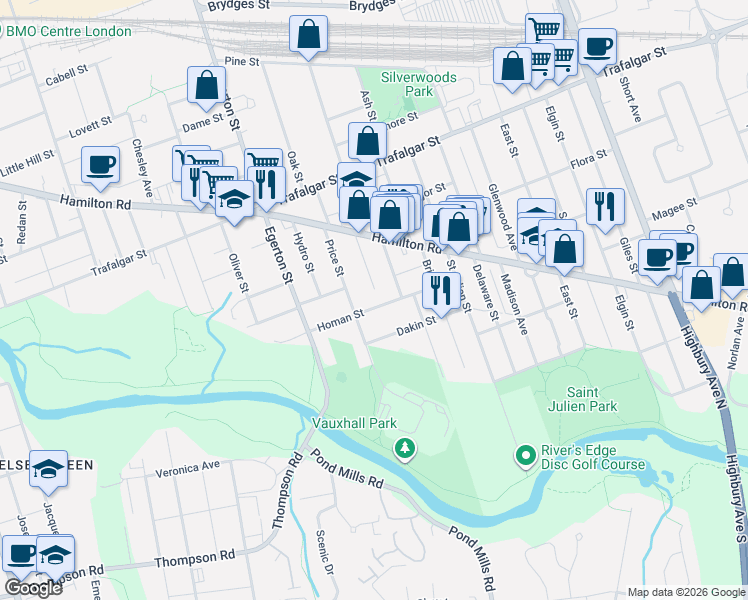 map of restaurants, bars, coffee shops, grocery stores, and more near 36 Arundell Street in London