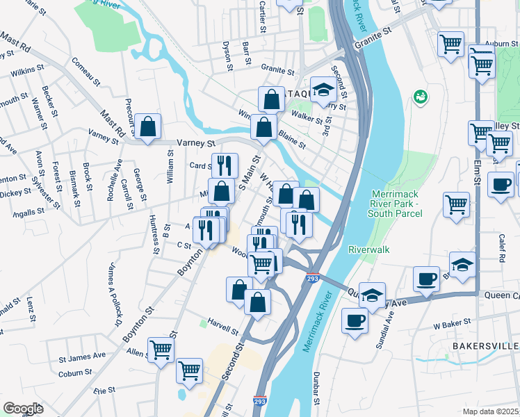 map of restaurants, bars, coffee shops, grocery stores, and more near 84 Goffe Street in Manchester