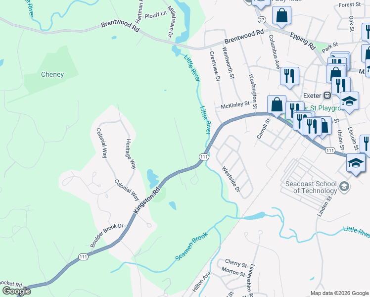 map of restaurants, bars, coffee shops, grocery stores, and more near 38 Ernest Avenue in Exeter
