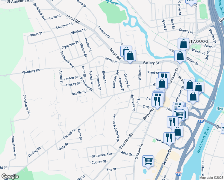 map of restaurants, bars, coffee shops, grocery stores, and more near 156 Rochelle Avenue in Manchester