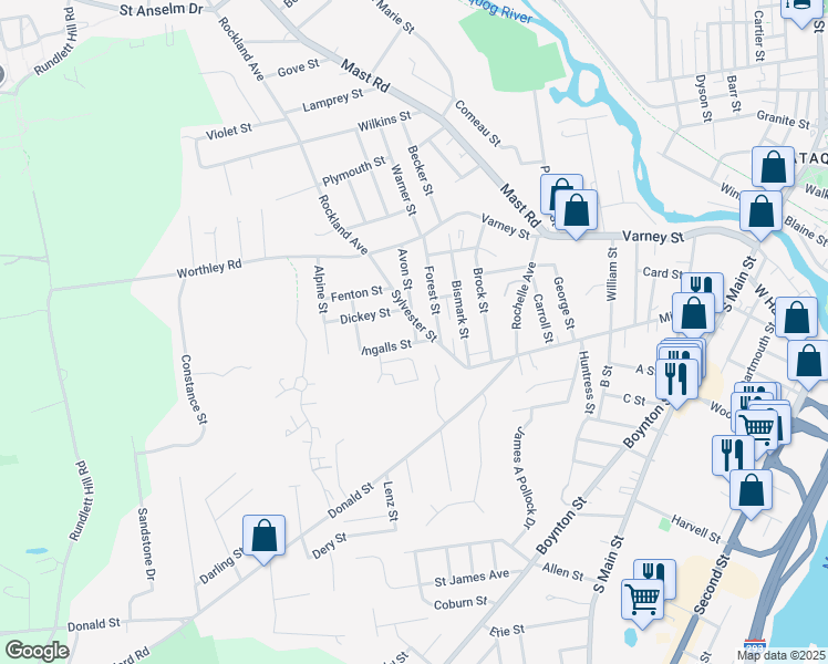 map of restaurants, bars, coffee shops, grocery stores, and more near 26 Avon St in Manchester
