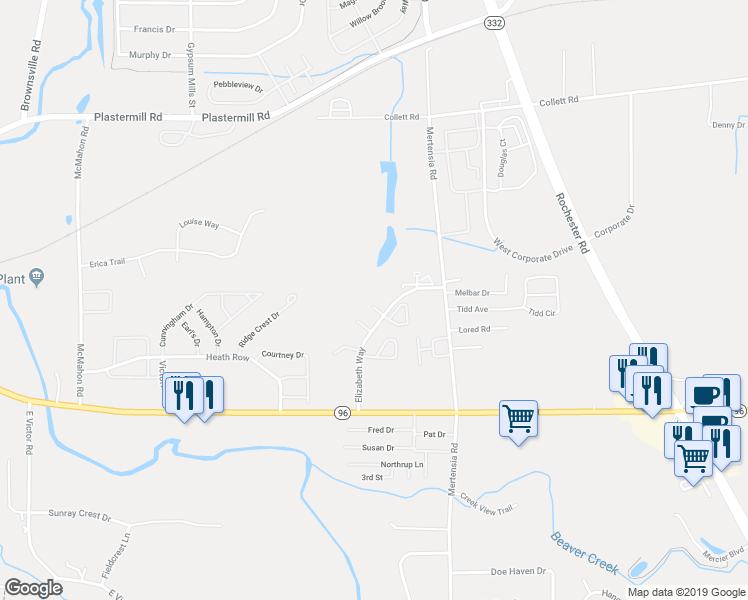 map of restaurants, bars, coffee shops, grocery stores, and more near 6266 Watercress Drive in Farmington