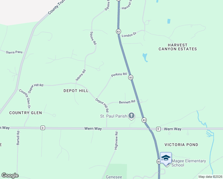 map of restaurants, bars, coffee shops, grocery stores, and more near W317S3683 Bennet Court in Waukesha