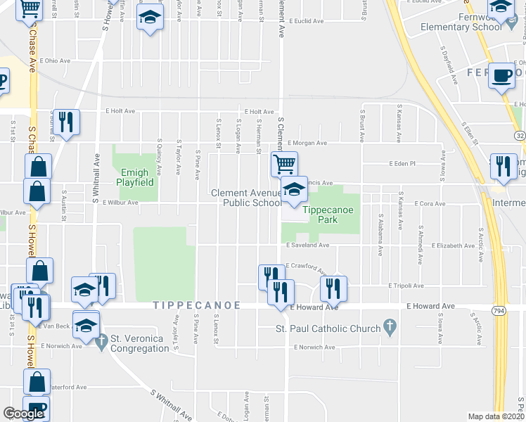 map of restaurants, bars, coffee shops, grocery stores, and more near 3658 South Herman Street in Milwaukee